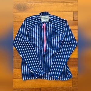 J. Crew Blue and Pink Striped Swim Rash Guard